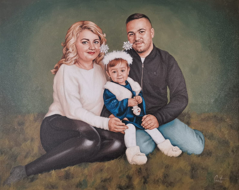 Parents with Child Portrait - Moments In Paint